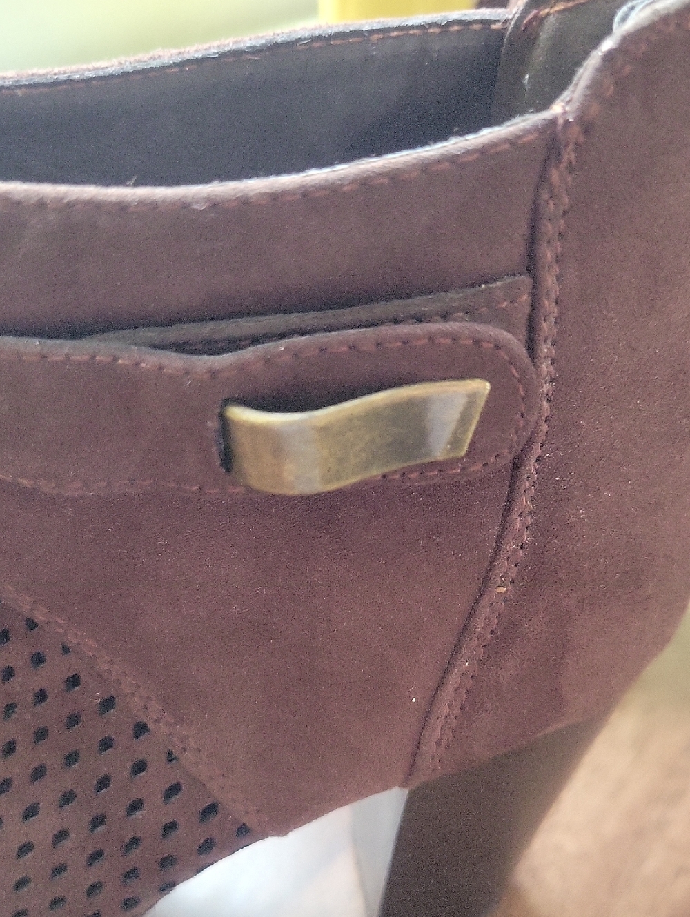 Cato Open Toe Brown Zipper Back Mesh Top Suede Look Ankle boots With Heel 7.5 - Picture 10 of 12
